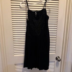 Xhilaration Black Midi Dress with Lace Detail
